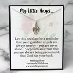 God Has Your Back Dainty Angel Necklace Sterling Silver