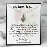 God Has Your Back Dainty Angel Necklace Sterling Silver