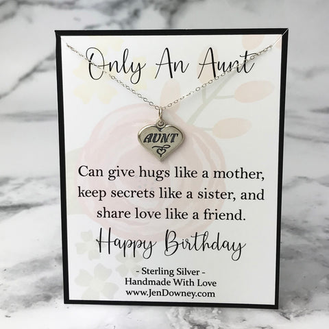Only An Aunt Quote Birthday Gift Sterling Silver Necklace