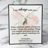 Loss of Aunt Sympathy Cardinal Gift Sterling Silver Necklace