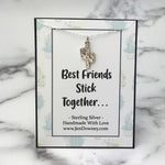 Best Friends Stick Together Friendship Quote Cactus Necklace Sterling Silver
