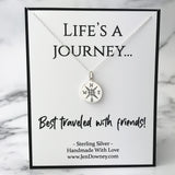 Life Is Best Traveled With Friends Gift Idea Compass Necklace