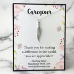 Thank You Caregiver Gift Idea Sterling Silver Feather Necklace