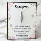 Thank You Caregiver Gift Idea Sterling Silver Feather Necklace