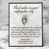Confirmation Wishes Gift Angel Wing and Cross Sterling Silver Necklace