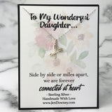 Connected At Heart Daughter Quote Gift Idea Sterling Silver Crossed Arrows Necklace