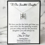 Meaningful Daughter Quote Gift From Mom and Dad Sterling Silver Butterfly Necklace