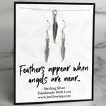 Feathers Appear When Angels Are Near Sterling Silver Matching Necklace and Earring Set