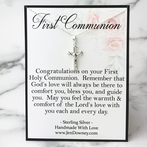 First Communion Gift Idea For Her Sterling Silver Cross Keepsake