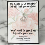 Future Mother In Law Gift Grateful Heart Quote Teardrop Necklace Sterling Silver