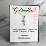 Goddaughter Gift Love Between A Godmother Is Forever Sterling Silver Crucifix Cross Pendant Necklace