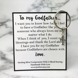 To My Godfather Prayer Sterling Silver Cross Keychain