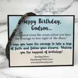 Godson Birthday Quote Cross Shell Bead Bracelet Sterling Silver