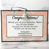 Graduation Gift Sterling Silver Diploma and Graduation Hat Charm Bangle