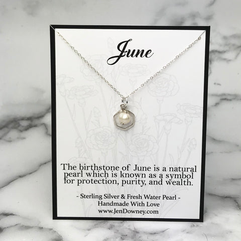 June Pearl Birthstone Meaning Sterling Silver Fresh Water Pearl Necklace