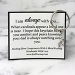 Loss of Dad Sympathy Gift Cardinal Sterling Silver Keyring