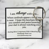Loss of Dad Sympathy Gift Cardinal Sterling Silver Keyring