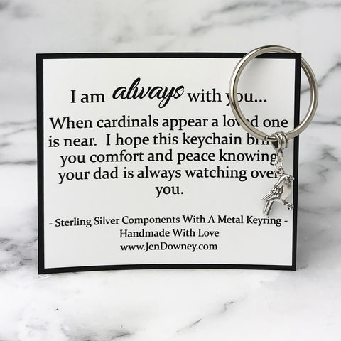 Loss of Dad Sympathy Gift Cardinal Sterling Silver Keyring