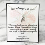 Loss of Uncle Sympathy Gift Sterling Silver Cardinal Necklace