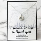 Lost Without You Gift For Her Sterling Silver Compass Necklace