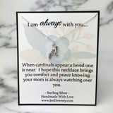 Loss of Mom Cardinal Sympathy Gift Sterling Silver Necklace