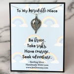 Inspirational Gift For Niece Be Brave Sterling Silver Hot Air Balloon Necklace