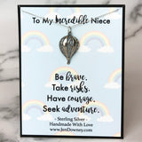 Inspirational Gift For Niece Be Brave Sterling Silver Hot Air Balloon Necklace