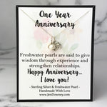 One Year Anniversary Gift For Her Fresh Water Pearl Romantic Sterling Silver Necklace