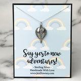 Say Yes To New Adventures Hot Air Balloon Gift Idea Sterling Silver Necklace