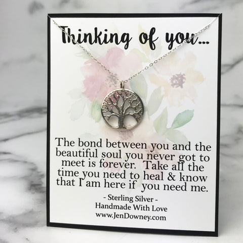 Thinking Of You Miscarriage Gift Take Time To Heal Sterling Silver Tree Necklace