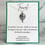 Travel As Much As You Can Quote Hot Air Balloon Necklace