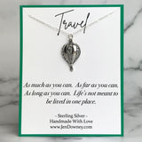 Travel As Much As You Can Quote Hot Air Balloon Necklace