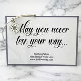 Never Lose Your Way Sterling Silver Compass Charm Bangle Bracelet