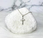 Mens Sterling Silver Crucifix Necklace French Rope Chain Necklace