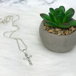 Mens Sterling Silver Crucifix Necklace French Rope Chain Necklace