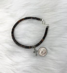 Godson Birthday Quote Cross Shell Bead Bracelet Sterling Silver