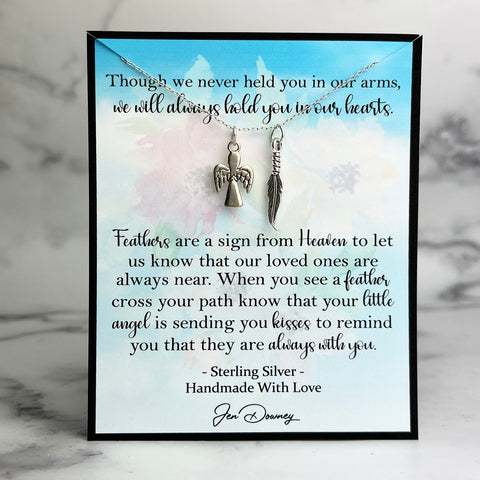 miscarriage gift always in our hearts angel feather necklace