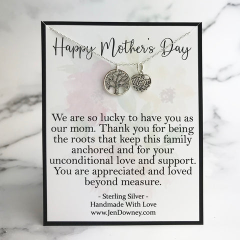 mom is the roots that anchor the family tree mother's day quote gift idea