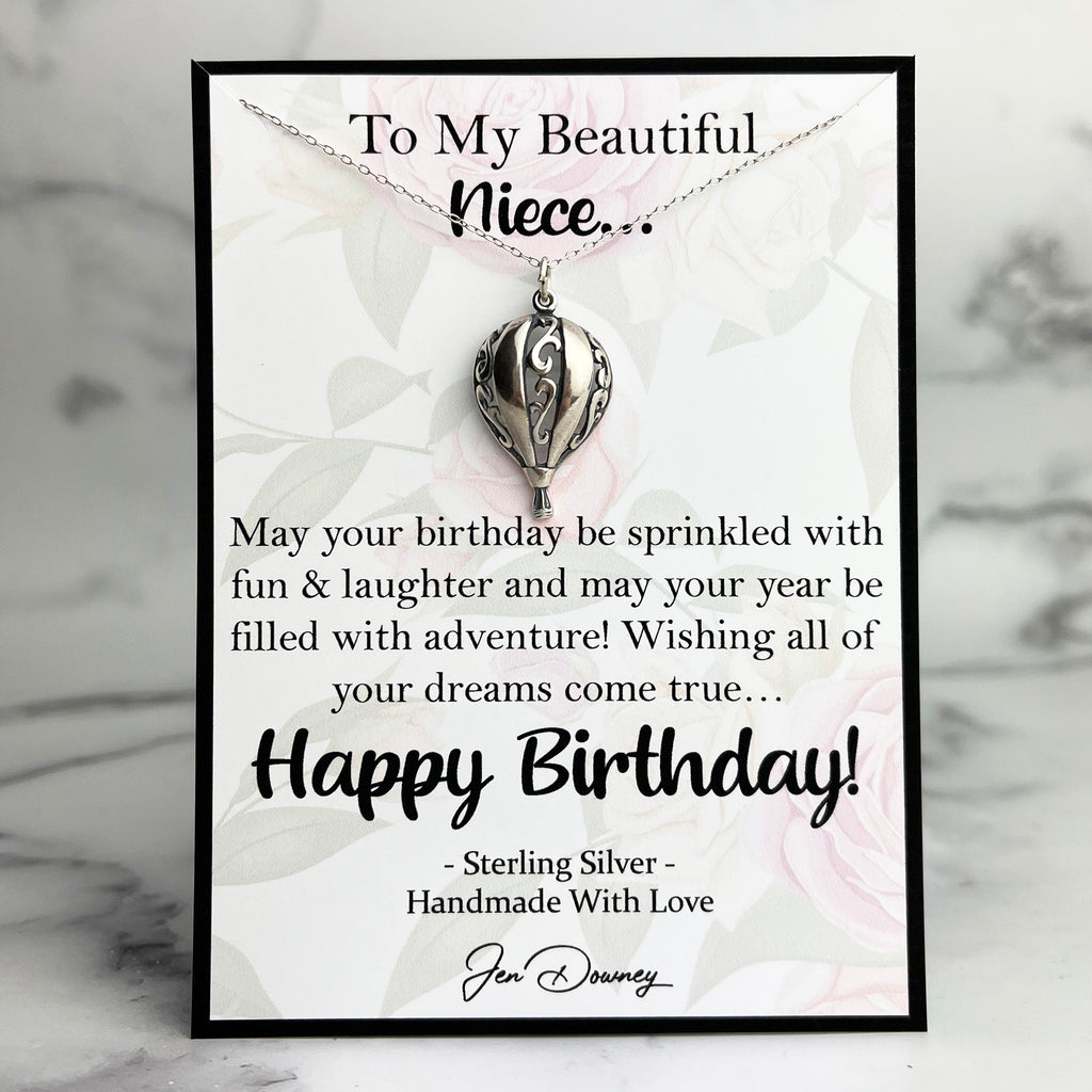 Sweet 16 Birthday Quote Sterling Silver Hot Air Balloon Gift