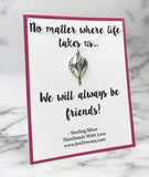 Friendship Quote We Will Always Be Friends Sterling Silver Hot Air Balloon Necklace