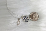 paw print initial necklace