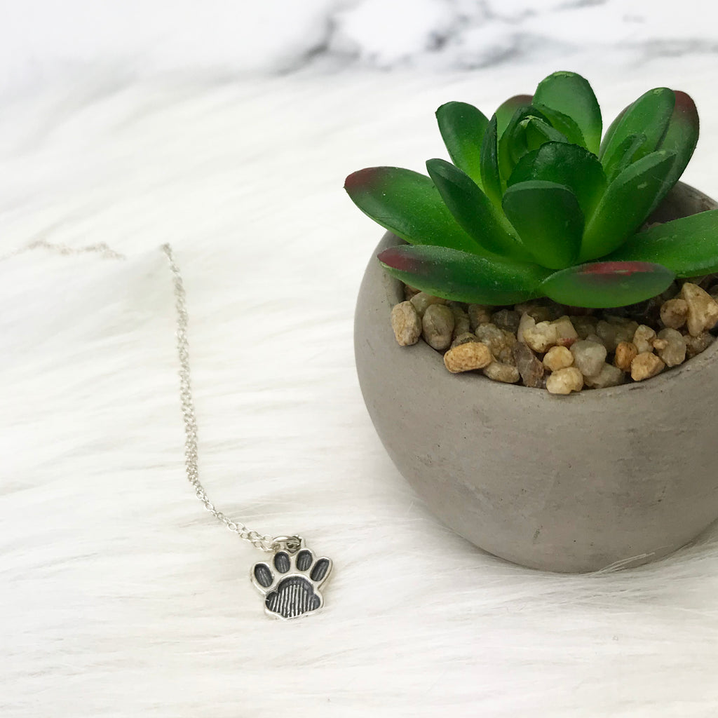 Small Paw Print Cremation Necklace in Sterling Silver – closebymejewelry