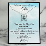 loss of sister sympathy gift butterfly necklace