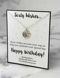 Sixty Wishes 60th Birthday Gift Sterling Silver Dandelion Necklace