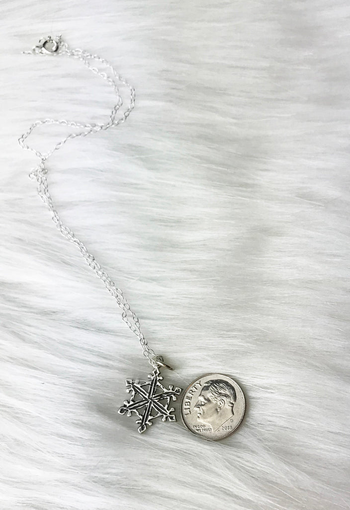 Big Blue and Silver Glitter Snowflake Pendant Long Ball Chain Necklace ⋆  It's Just So You