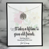 Takes A Lifetime To Grow Old Friends Friendship Gift Idea Sterling Silver Dainty Tree Necklace