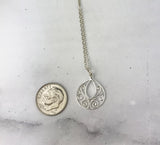Too Beautiful For Earth Loved A Lifetime Miscarriage Quote Teardrop Filigree Necklace Sterling Silver