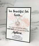 Too Beautiful For Earth Loved A Lifetime Miscarriage Quote Teardrop Filigree Necklace Sterling Silver