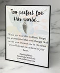 Too Perfect For This World Miscarriage Sympathy Quote Angel Wing Sterling Silver Necklace