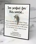 Too Perfect Miscarriage Quote Chunky Style Sterling Silver Cross Angel Wing Necklace Fresh Water Pearl